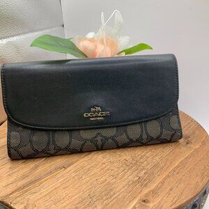 Coach Leather Canvas Signature "C" Slim Full Size Wallet